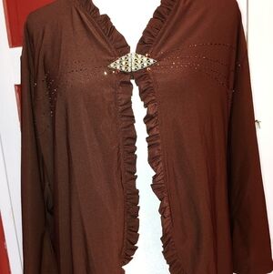 Vintage Brown Shawl Evening Shrug 2X